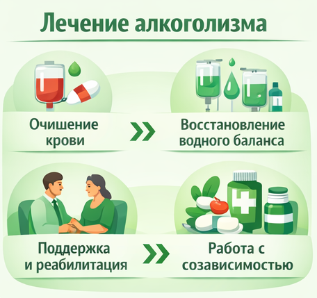лечение алкоголизма в Снежногорске этапы